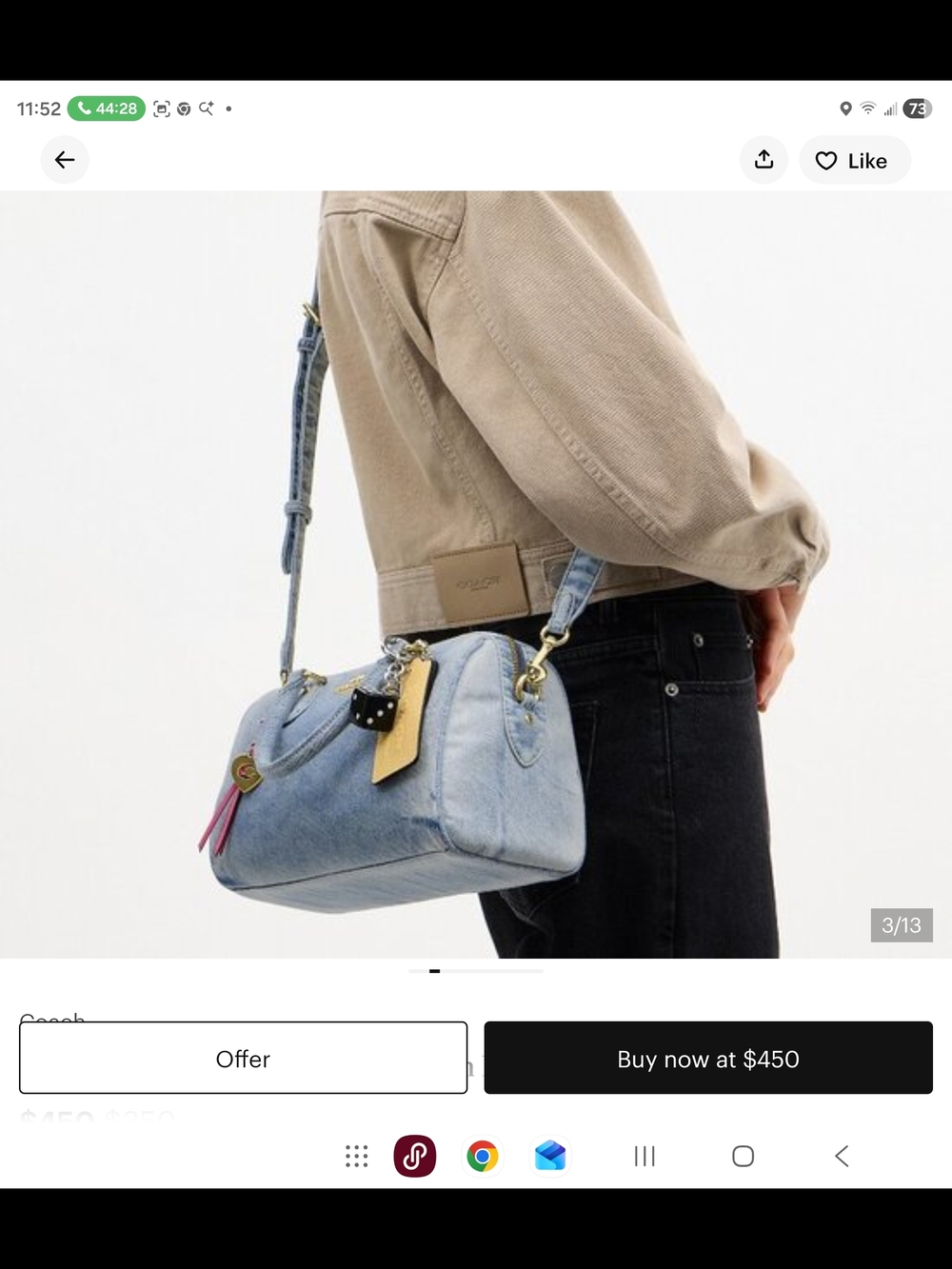 Coach Denim Blue Mini Satchel with Pink Tag - Picture 5 of 13